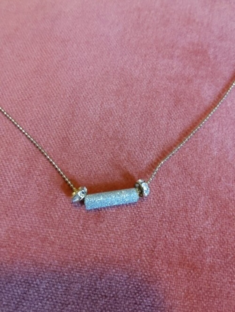 Sparkling Pave Silver Bar & Rings Necklace